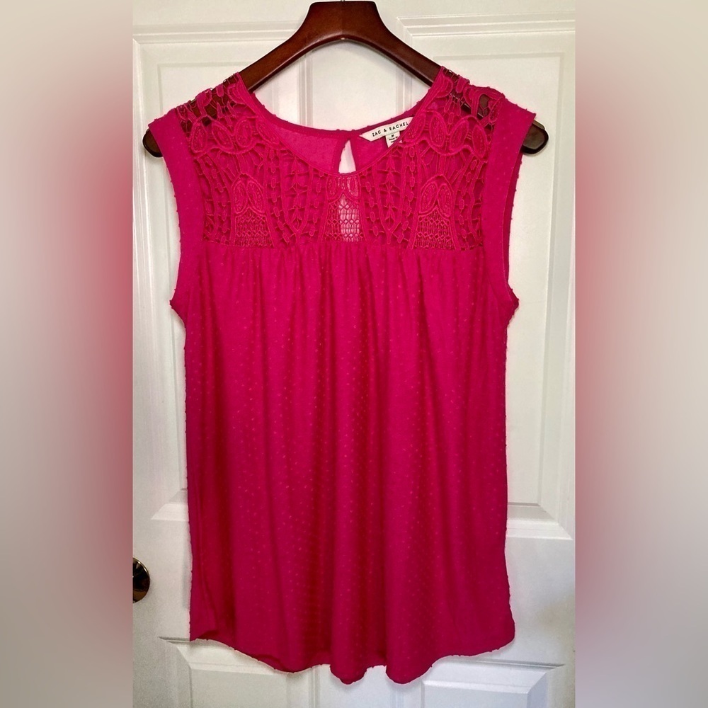 Zac & Rachel hot pink crochet lace tank top - size M